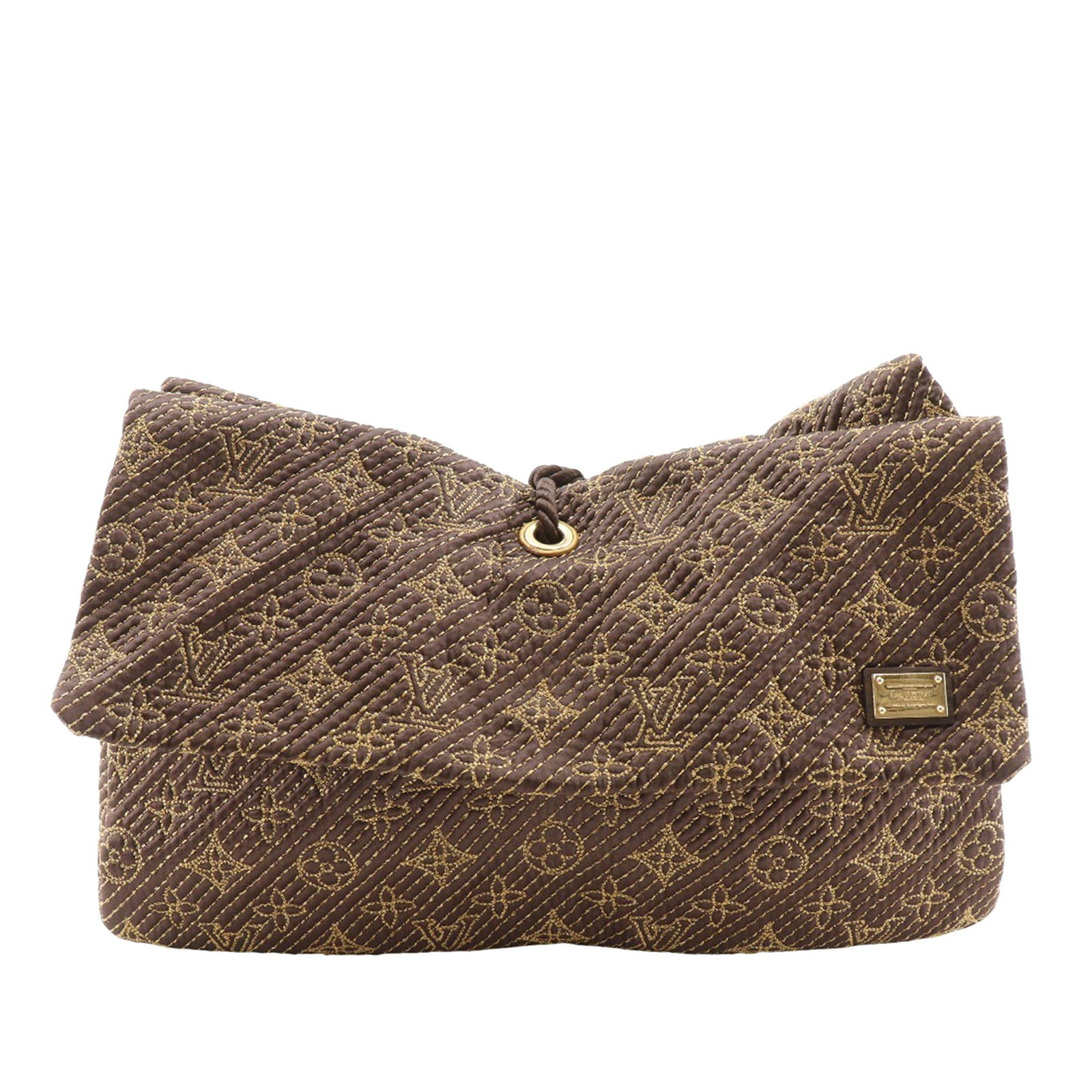 Louis Vuitton African Queen Monogram Satin Clutch With Beaded Tassel: Louis Vuitton African Queen Monogram Satin Clutch With Beaded Tassel This Louis Vuitton Monogram Metisse African Queen Clutch features a monogram satin fabric body in brown, a front flap with magnetic