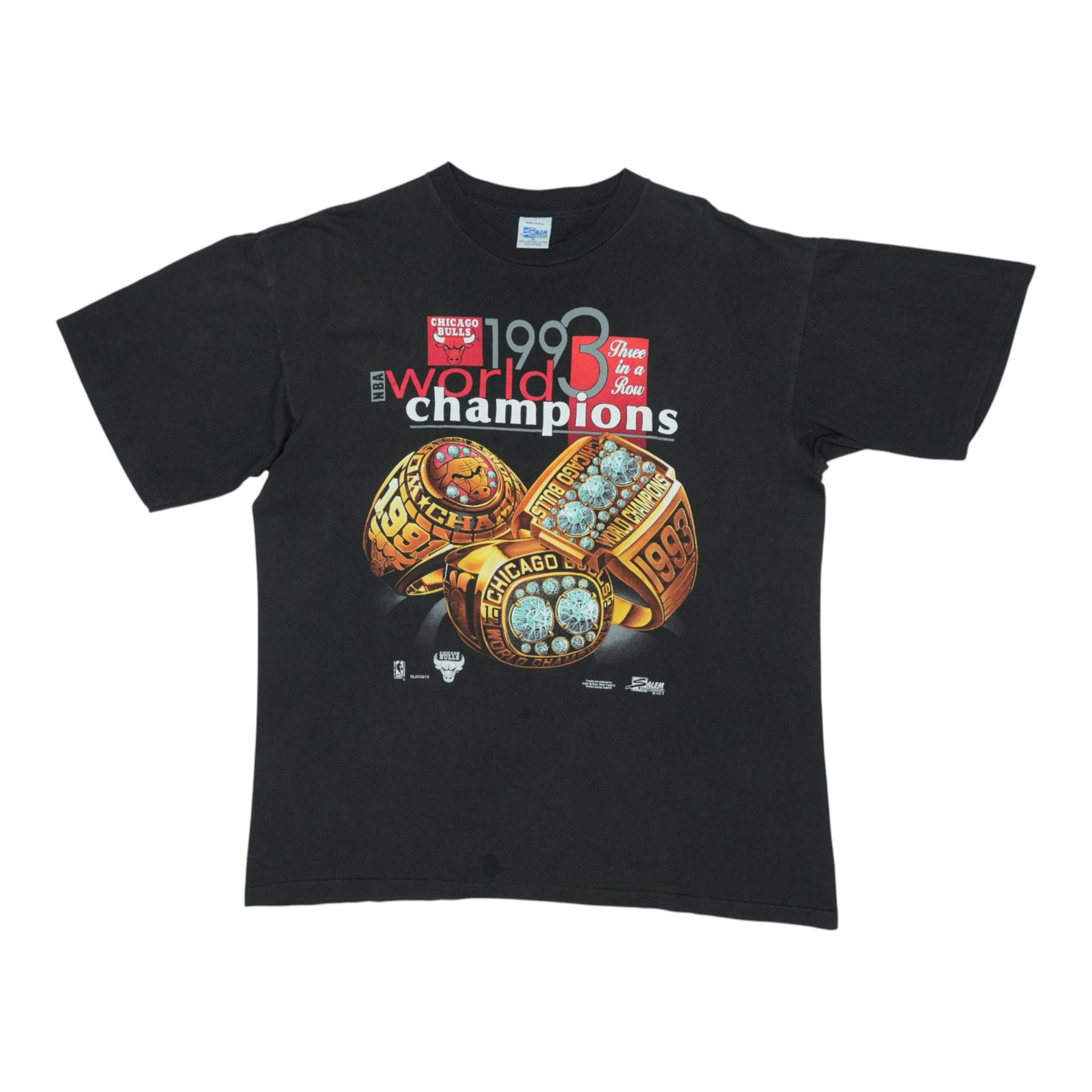 Vintage 1993 Chicago Bulls Basketball Champions Black Cotton Shirt (1 of 6)