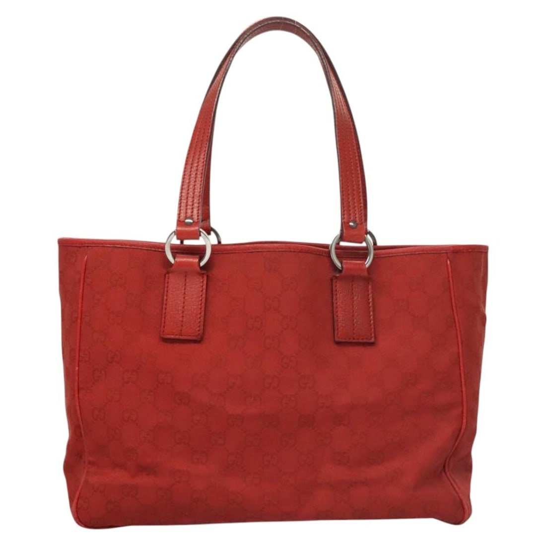 Red Canvas Gucci Vintage Open Tote Bag 32cm x 21cm x 11cm: Red Canvas Gucci Vintage Open Tote Bag 32cm x 21cm x 11cm This Gucci Vintage Open Tote features the signature GG canvas in a bold red color, designed for women. Made in Italy, the tote is crafted from