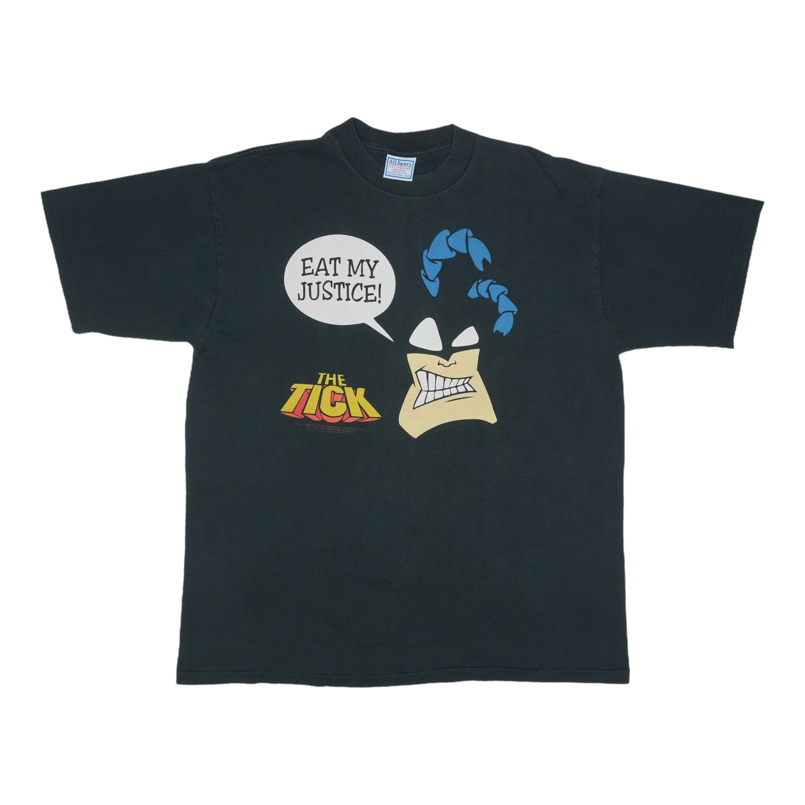 Vintage 1994 The Tick Eat My Justice Black Cotton T Shirt XL (1 of 5)