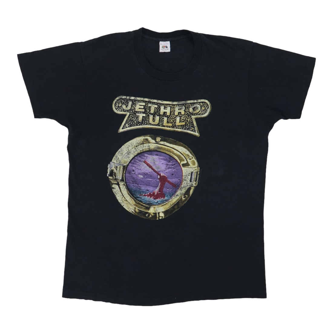 Vintage 1989 Jethro Tull Rock Island Tour Black Cotton T-Shirt XL: Vintage 1989 Jethro Tull Rock Island Tour Black Cotton T-Shirt XL This is an original vintage 1989 Jethro Tull Rock Island Tour shirt, not a modern reproduction. The shirt features both front and back