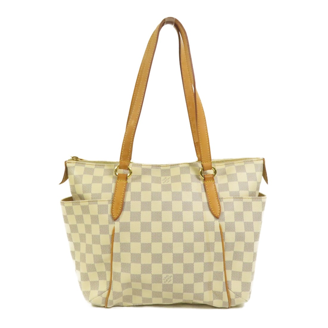 Louis Vuitton Damier Azur White Totally PM Shoulder Bag GHW N51261: Louis Vuitton Damier Azur White Totally PM Shoulder Bag GHW N51261 This Louis Vuitton Totally PM shoulder bag features the iconic Damier Azur pattern in white, crafted from durable PVC coated canvas. 