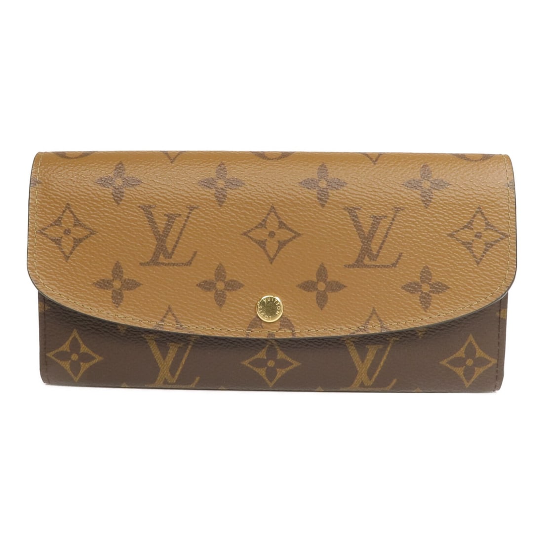 Louis Vuitton Emilie Monogram Reverse Long Wallet GHW: Louis Vuitton Emilie Monogram Reverse Long Wallet GHW This Louis Vuitton Emilie Long Wallet features the iconic Monogram and Monogram Reverse design, crafted from durable PVC coated canvas in a classi