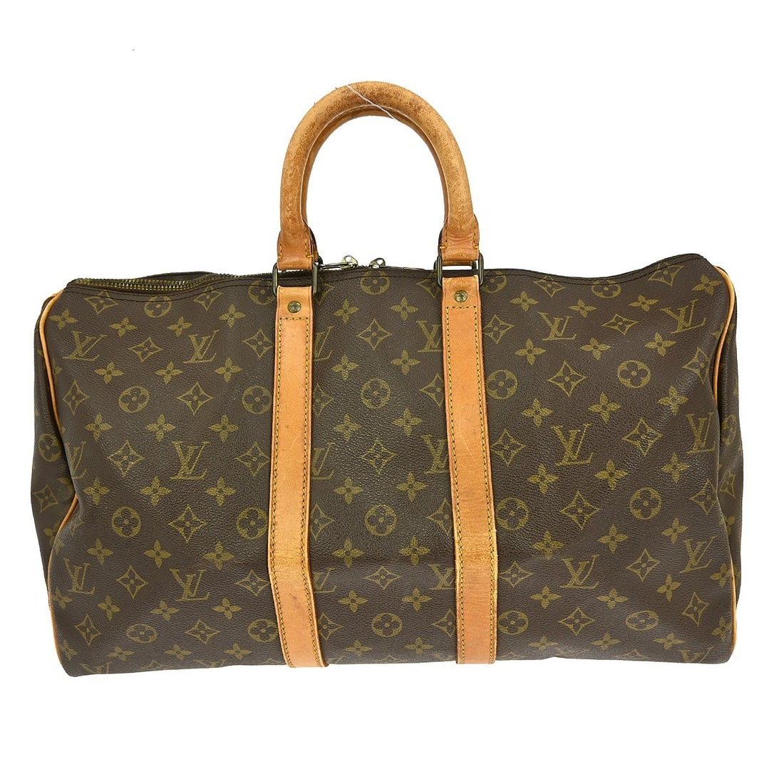 Louis Vuitton Monogram Canvas Keepall Brown Unisex Travel Bag: Louis Vuitton Monogram Canvas Keepall Brown Unisex Travel Bag The Louis Vuitton Keepall Bag features the iconic monogram canvas design in brown and is suitable for unisex use. This bag is made in Fran
