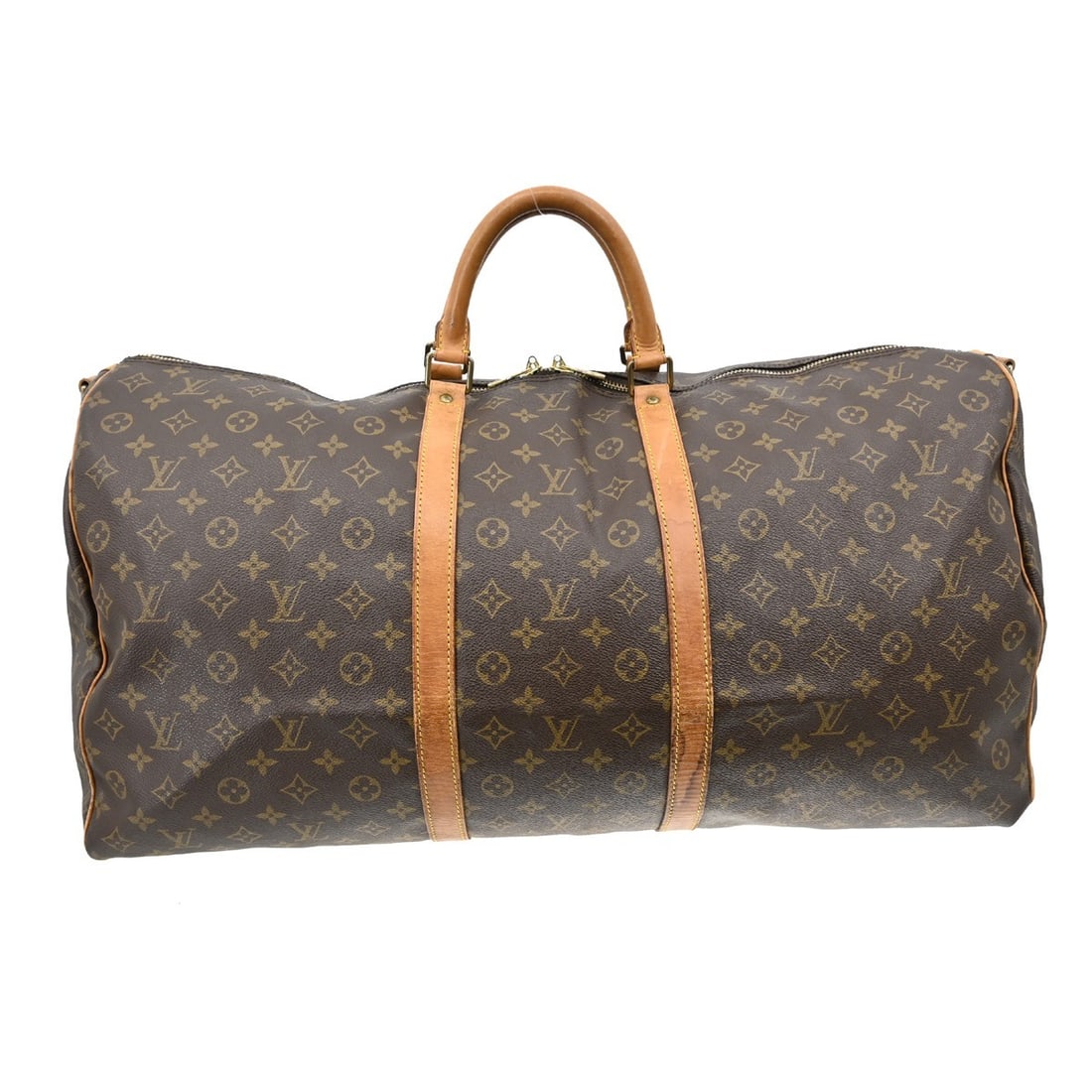 Louis Vuitton Keepall Bandouliiere 60 Monogram Canvas Extra Large Travel Bag: Louis Vuitton Keepall Bandouliiere 60 Monogram Canvas Extra Large Travel Bag The Louis Vuitton Monogram Keepall Bandouliere 60 is an extra-large duffle bag crafted from monogram canvas leather in brow