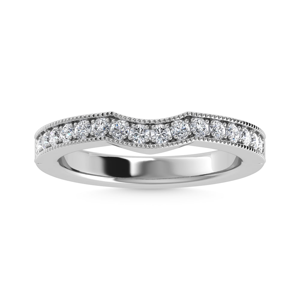 14K White Gold Lab Grown Diamond 1/3 Ct.Tw. Channel Set Curve Wedding Band: 14K White Gold Lab Grown Diamond 1/3 Ct.Tw. Channel Set Curve Wedding Band Celebrate timeless elegance with this 14K white gold curved wedding band, featuring 1/3 carat total weight of channel-set lab
