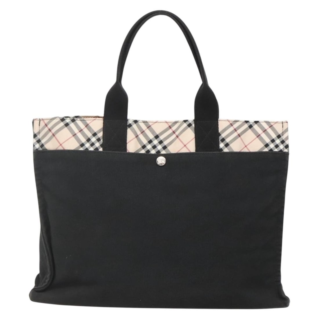 Burberry Canvas Tote Bag with Nova Check Pattern Black: Burberry Canvas Tote Bag with Nova Check Pattern Black This Burberry Nova Check Tote features the signature canvas check pattern in black, designed for women. Crafted from durable canvas, the tote off