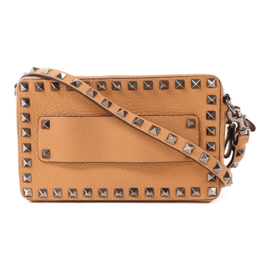 Valentino Rockstud Beige Calfskin 2way Shoulder Clutch Bag Italy: Valentino Rockstud Beige Calfskin 2way Shoulder Clutch Bag Italy This Valentino Rockstud clutch shoulder bag is crafted from beige calfskin leather, offering a versatile 2-way design that can be used 
