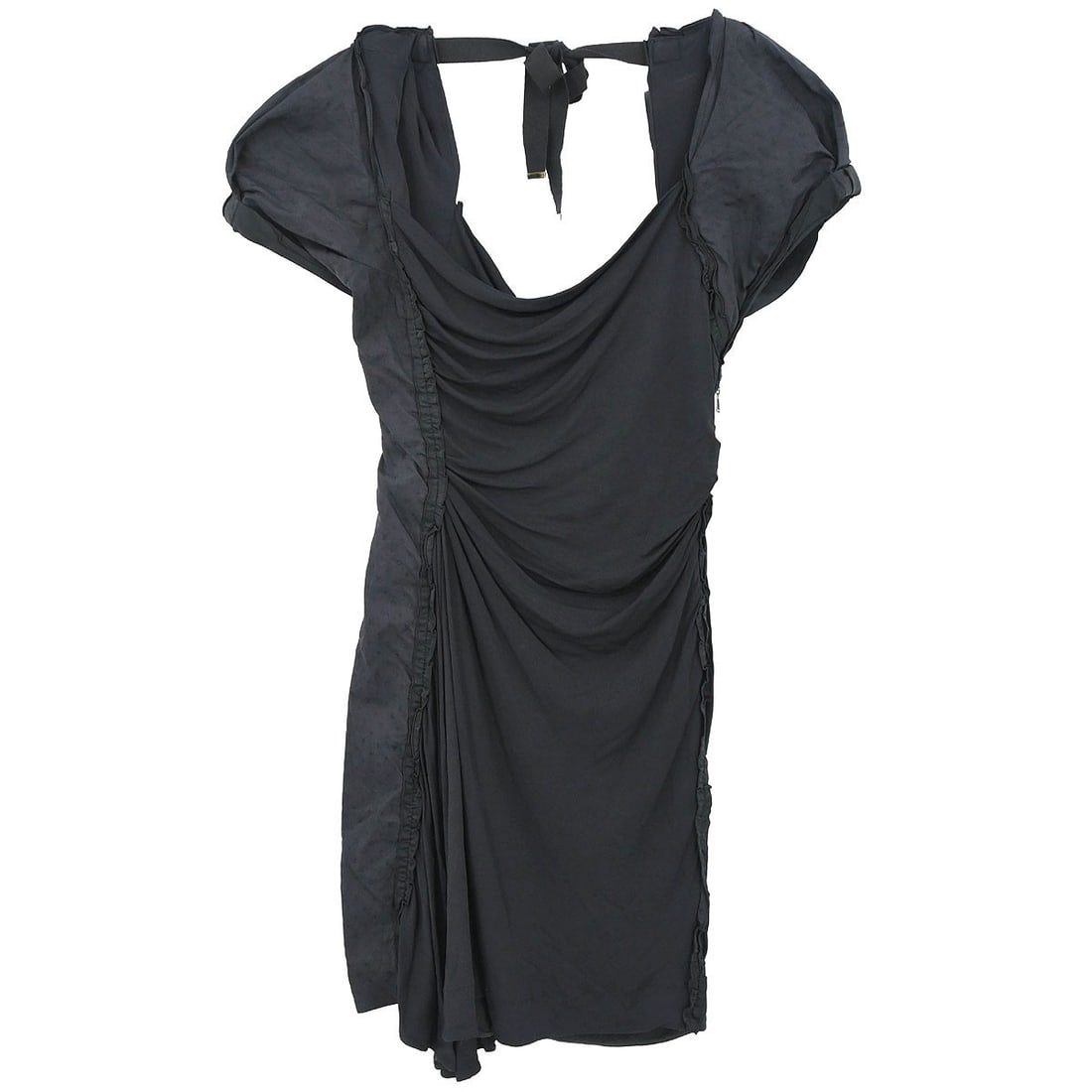 Black Mini Dress by Louis Vuitton IT 38 Short Sleeve Rayon Silk: Black Mini Dress by Louis Vuitton IT 38 Short Sleeve Rayon Silk This Louis Vuitton mini dress features a black color and is crafted from a blend of rayon, polyester, and silk. Designed for women, it h