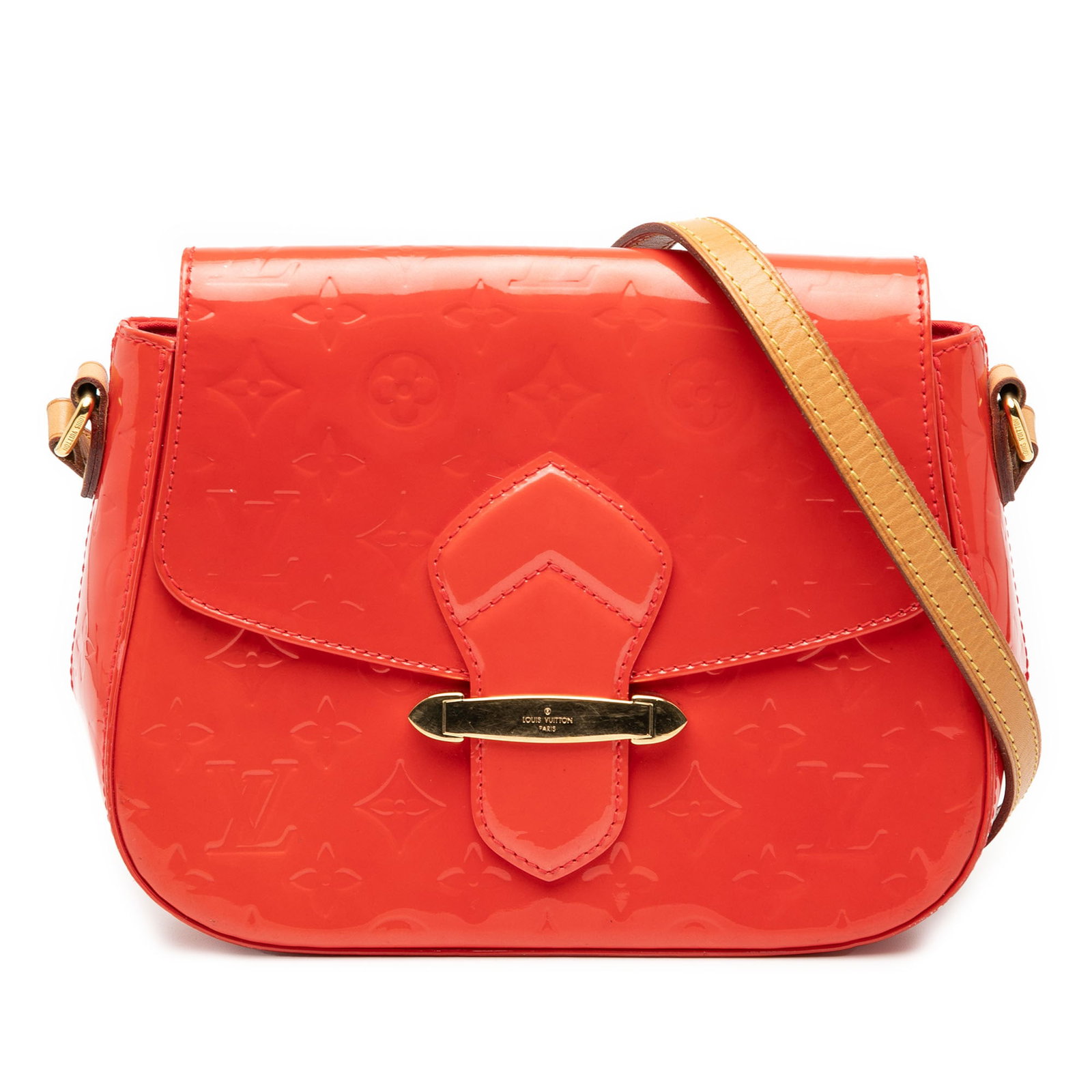 Louis Vuitton Bellflower GM Orange Monogram Vernis Leather Shoulder Bag: Louis Vuitton Bellflower GM Orange Monogram Vernis Leather Shoulder Bag The Bellflower GM is a stylish shoulder bag crafted from Louis Vuitton's monogram vernis leather, featuring a flat vachetta leat
