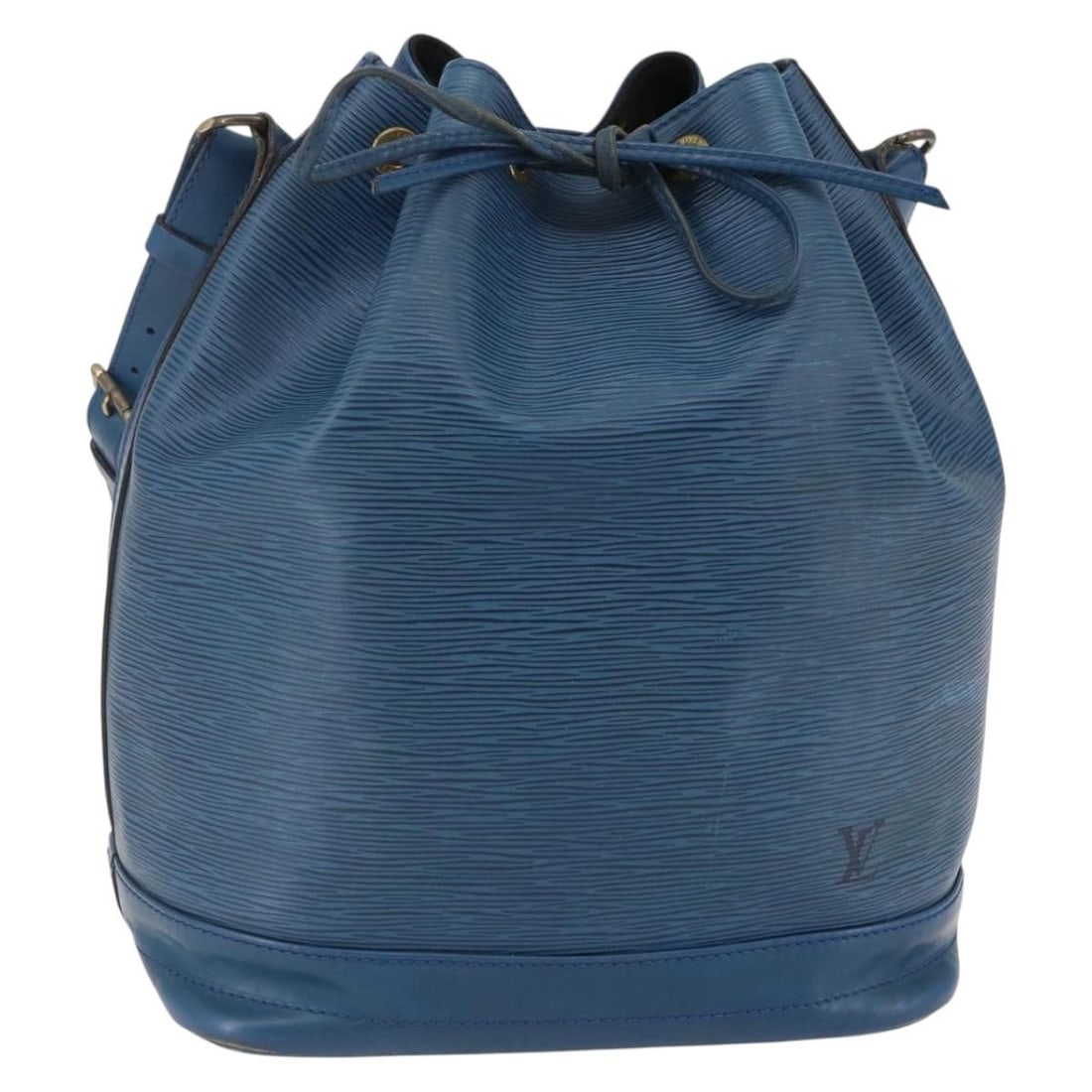 Louis Vuitton Epi Leather Blue Noe Shoulder Bag 27x34x19.5cm: Louis Vuitton Epi Leather Blue Noe Shoulder Bag 27x34x19.5cm This pre-owned Louis Vuitton Noe handbag in blue Epi leather features a classic shoulder bag design tailored for women. It shows signs of u