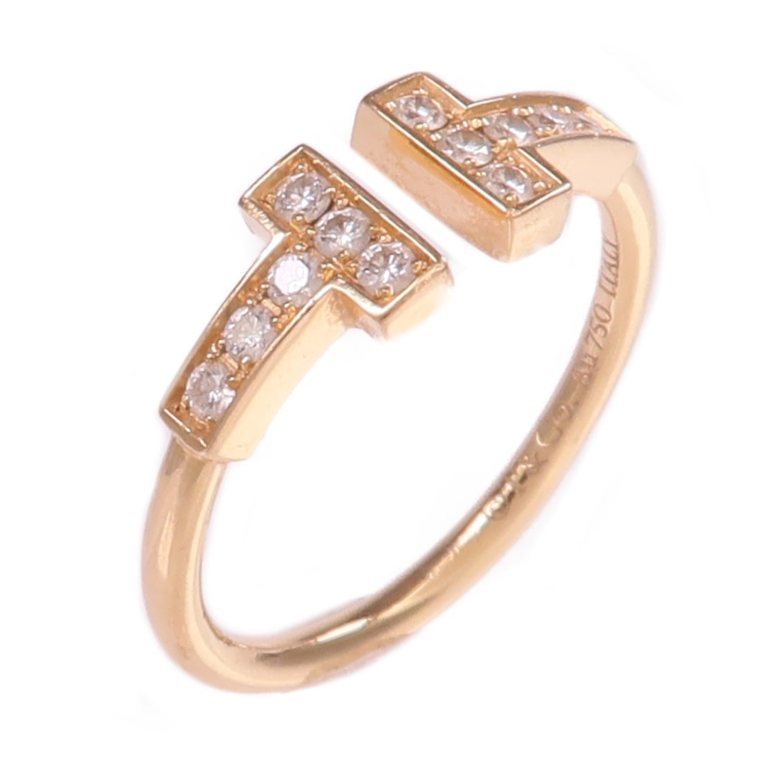 Tiffany T Collection 18K Rose Gold Diamond Wire Ring Size 4.5: Tiffany T Collection 18K Rose Gold Diamond Wire Ring Size 4.5 This Tiffany & Co. T Diamond Wire Ring is crafted in 18K pink (rose) gold and features a clear diamond as the main stone. Designed for wom