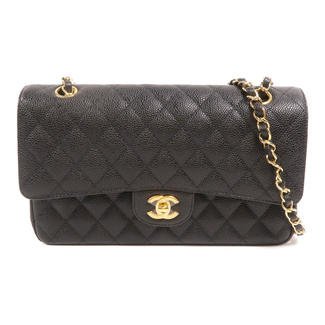 CHANEL Classic 25 Black Calfskin Shoulder Bag CC SHW: CHANEL Classic 25 Black Calfskin Shoulder Bag CC SHW This CHANEL Classic 25 chain shoulder bag features a sleek black calfskin leather exterior, complemented by silver-tone hardware. Designed in a tim