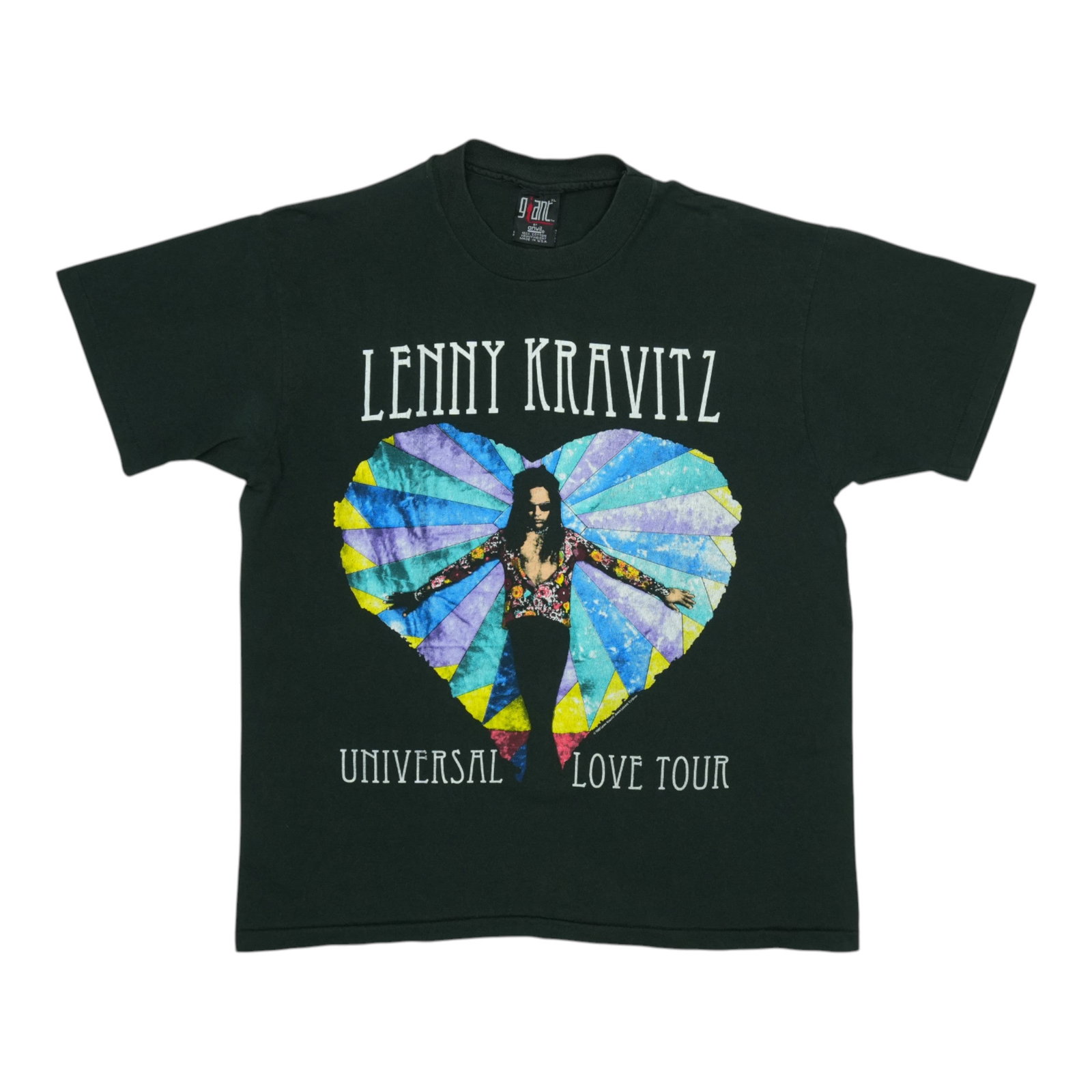 Vintage 1993 Lenny Kravitz Universal Love Tour Black Cotton T-Shirt: Vintage 1993 Lenny Kravitz Universal Love Tour Black Cotton T-Shirt This is an original vintage 1993 Lenny Kravitz Universal Love Tour shirt, featuring both front and back graphics. The shirt is made 