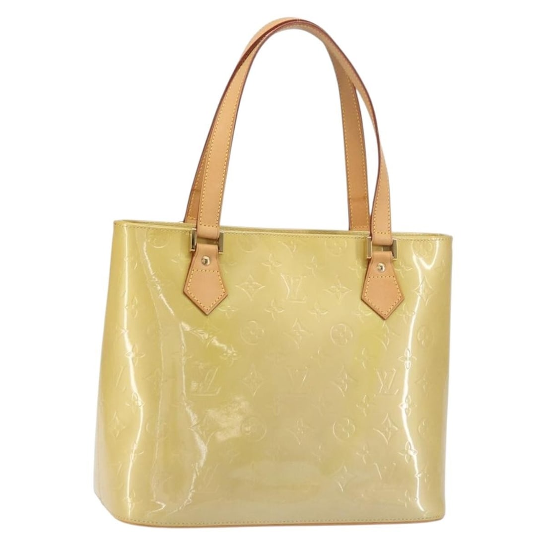 LOUIS VUITTON Monogram Vernis Houston Hand Bag Beige M91004 Authentic: LOUIS VUITTON Monogram Vernis Houston Hand Bag Beige M91004 Authentic This exquisite LOUIS VUITTON Monogram Vernis Houston Hand Bag showcases a stunning beige patent leather exterior, highlighting the