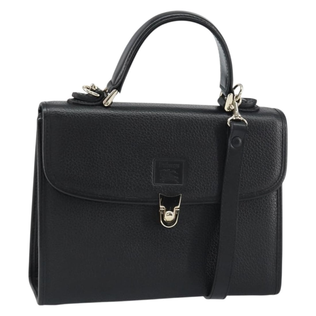 Burberry Black Leather Vintage Women's Handbag: Burberry Black Leather Vintage Women's Handbag This pre-owned Burberry vintage handbag is crafted from black leather and designed for women. It features a classic silhouette with metal fittings and di