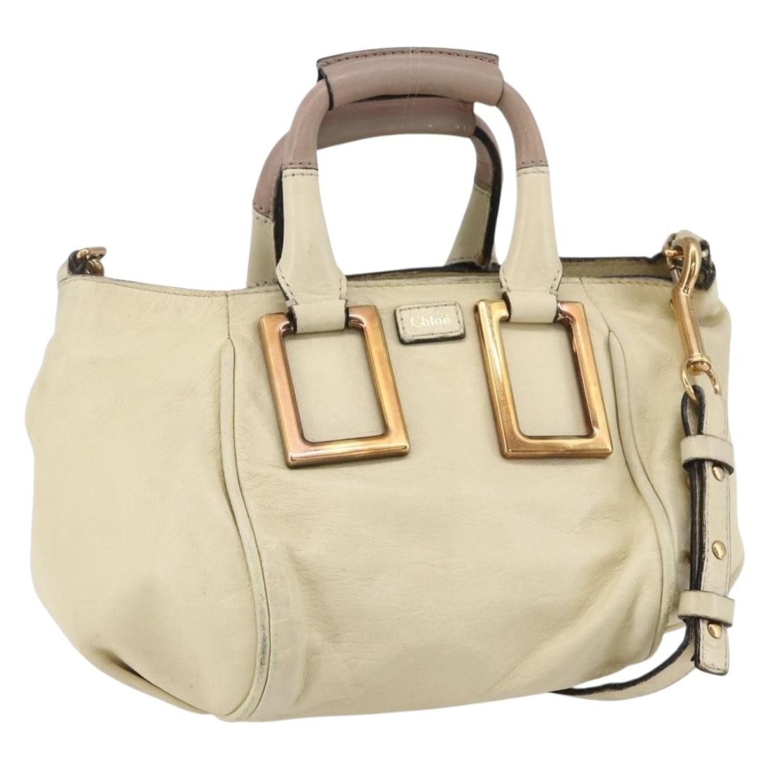 White Leather Ethel Shoulder Bag by Chloe 25cm by 17cm by 20cm: White Leather Ethel Shoulder Bag by Chloe 25cm by 17cm by 20cm This pre-owned Chloe Ethel handbag is crafted from white leather and designed for women. It features metal fittings and includes a handle