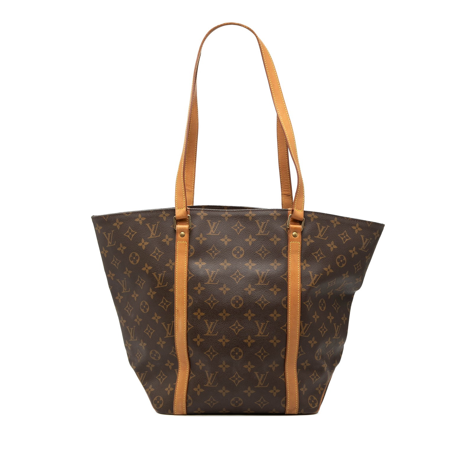 Louis Vuitton Monogram Canvas Sac Shopping Shoulder Tote Bag Brown: Louis Vuitton Monogram Canvas Sac Shopping Shoulder Tote Bag Brown The Louis Vuitton Monogram Sac Shopping features a monogram canvas exterior with flat leather shoulder straps, an open top design, an