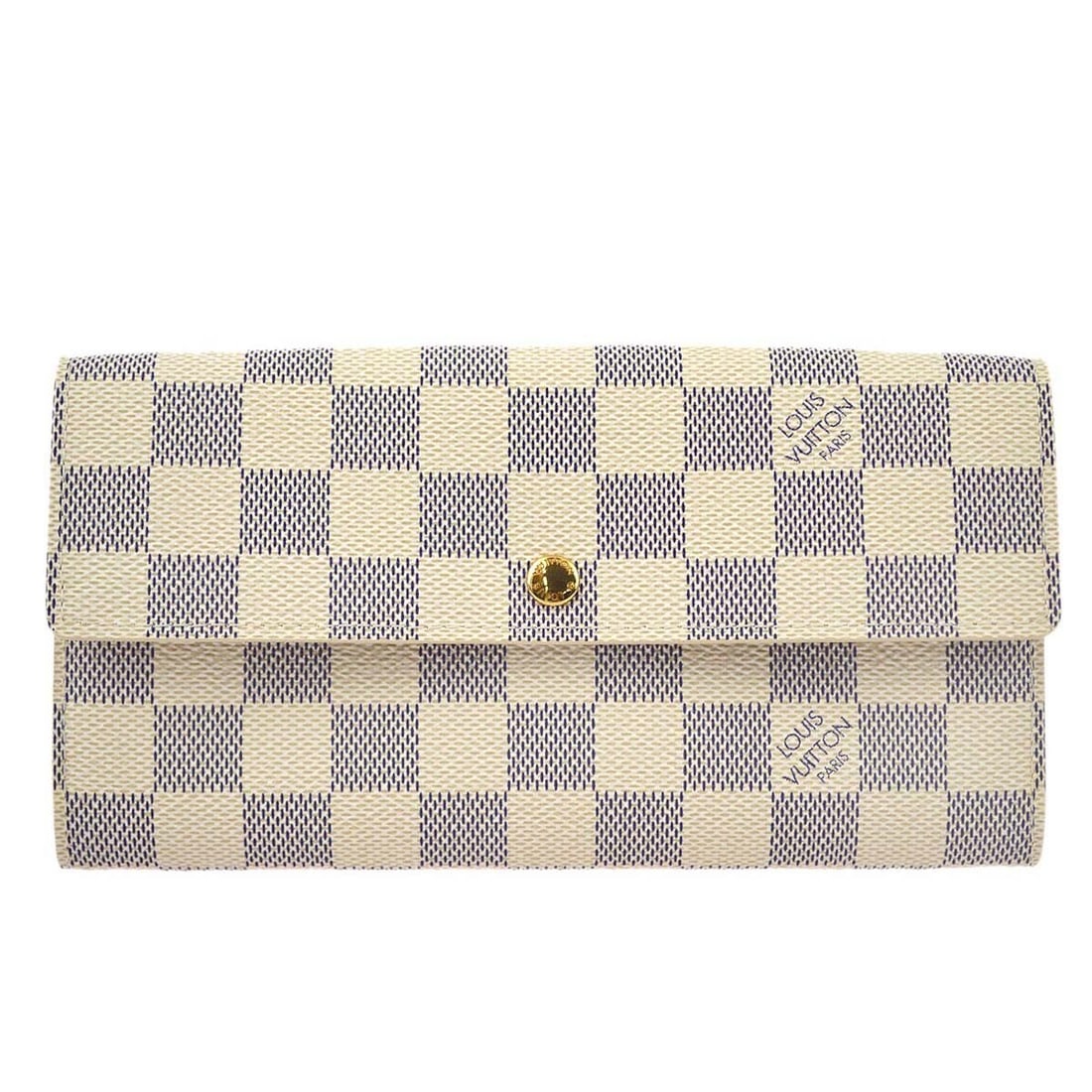 Louis Vuitton Azur Portefeuille Sarah Wallet N61735 Damier Canvas: Louis Vuitton Azur Portefeuille Sarah Wallet N61735 Damier Canvas This exquisite Louis Vuitton Azur Portefeuille Sarah Coin Purse Wallet showcases the iconic Damier Azur Canvas pattern, a perfect blen