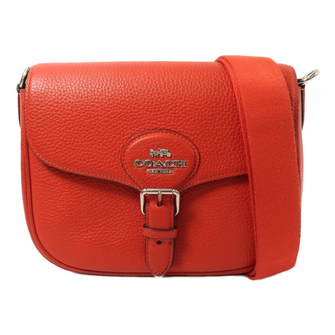 COACH Red Calfskin Women Shoulder Bag SHW: COACH Red Calfskin Women Shoulder Bag SHW This COACH shoulder bag features a striking red calfskin leather exterior, offering both elegance and durability. Designed for women, the bag has a compact an