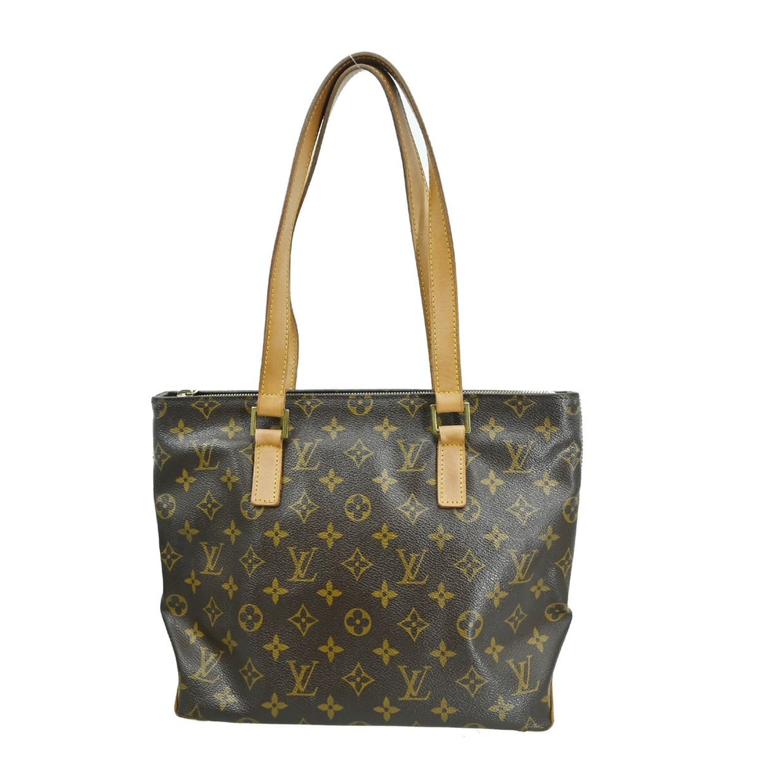Louis Vuitton Cabas Piano Monogram Canvas Tote M51148 Brown Handbag: Louis Vuitton Cabas Piano Monogram Canvas Tote M51148 Brown Handbag This Louis Vuitton Cabas Piano tote bag features the iconic Monogram canvas leather exterior with beige double handles and a zip clo