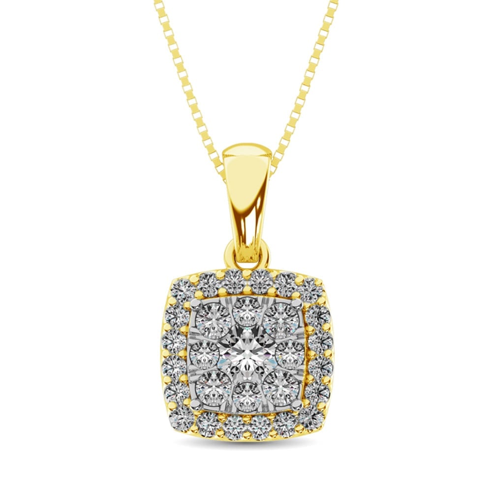 Diamond Fashion Pendant 5/8 Ct.tw Round Cut in 14K Yellow Gold: Diamond Fashion Pendant 5/8 Ct.tw Round Cut in 14K Yellow Gold 14k Yellow Gold Stone Color: Gh Stone Clarity: I1 Unless otherwise specified, pendants that include a chain are paired with our standard 