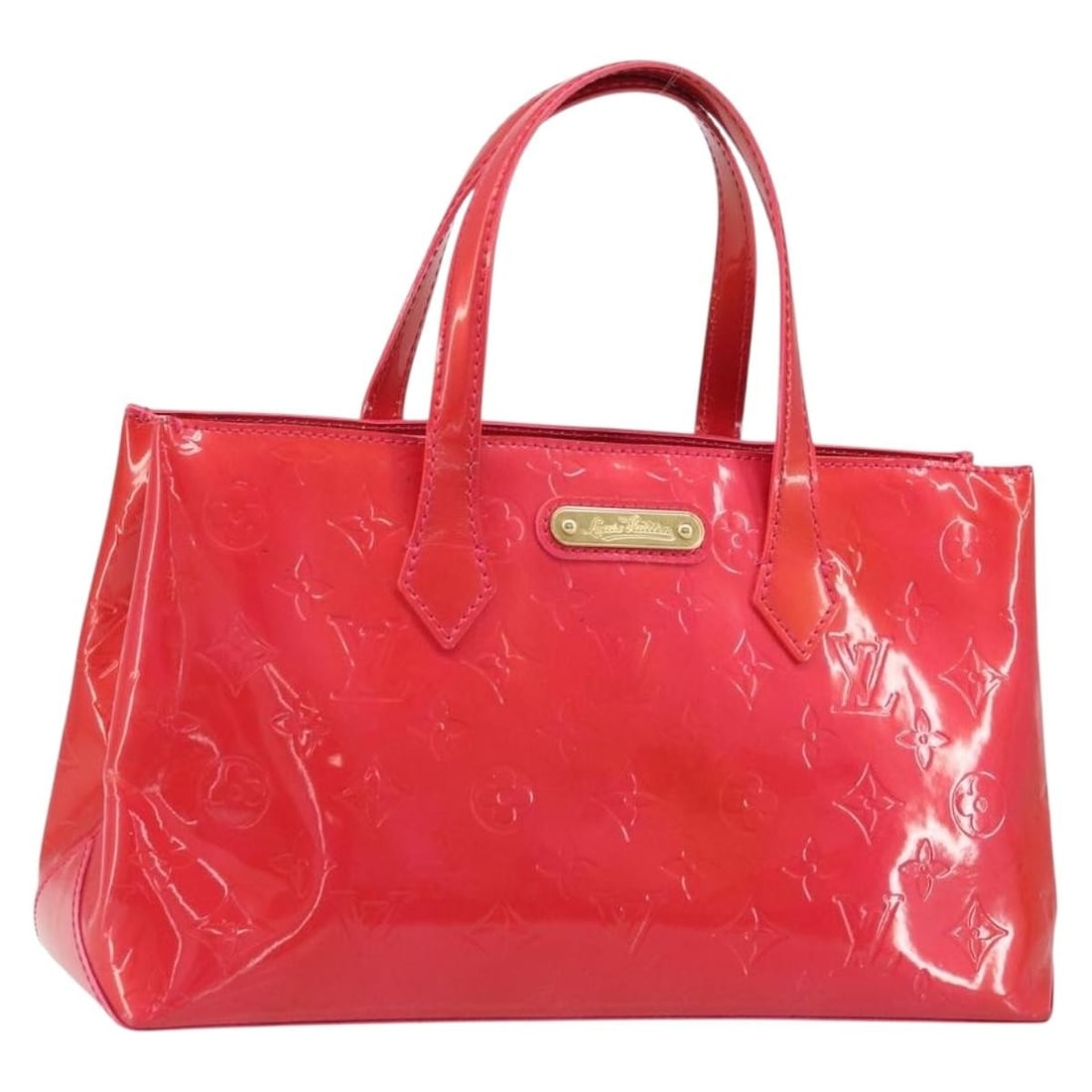 Louis Vuitton Wilshire PM Rose Pop Patent Leather Monogram Tote Bag: Louis Vuitton Wilshire PM Rose Pop Patent Leather Monogram Tote Bag This Louis Vuitton Monogram Vernis Wilshire PM handbag in Rose Pop features a glossy patent leather exterior with monogram detailing