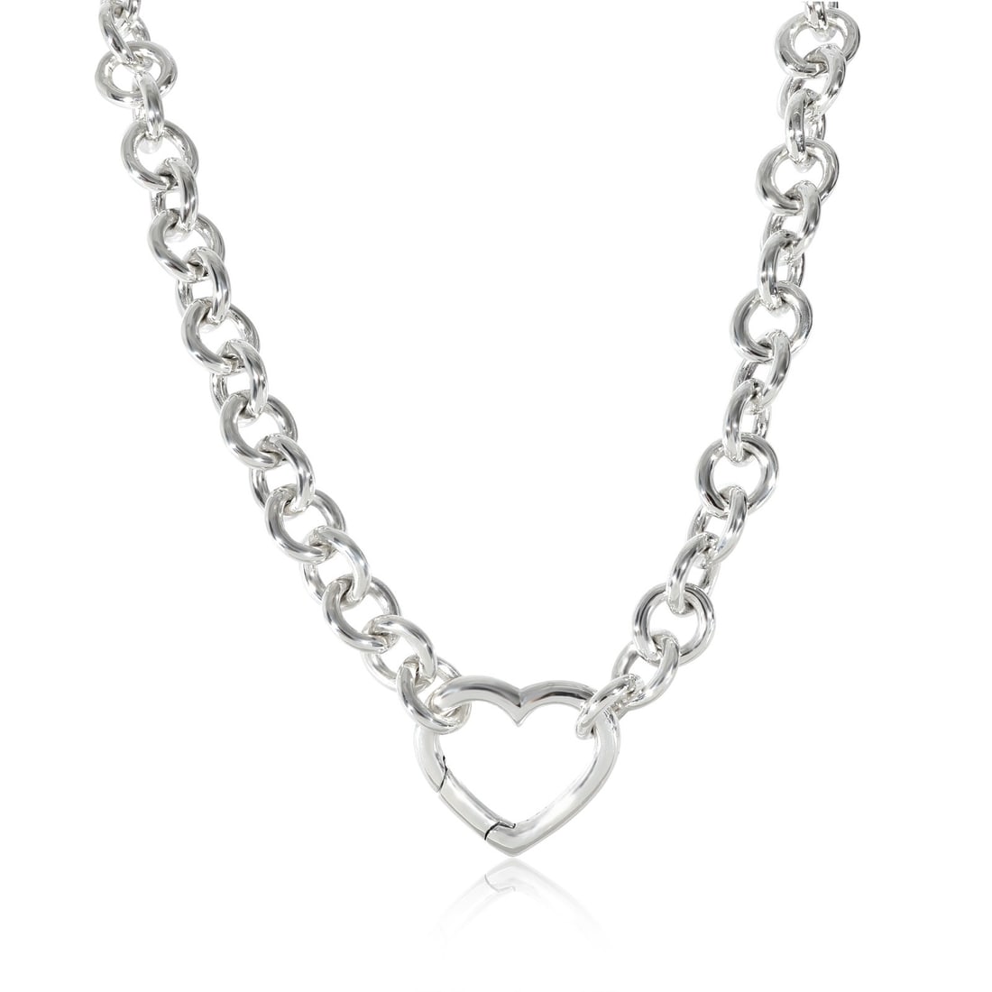 Tiffany and Co Heart Clasp 16 Inch Sterling Silver Necklace Italy: Tiffany and Co Heart Clasp 16 Inch Sterling Silver Necklace Italy This Tiffany & Co. Heart Clasp necklace is crafted from 925 sterling silver and features a lobster claw clasp. Designed for women, the