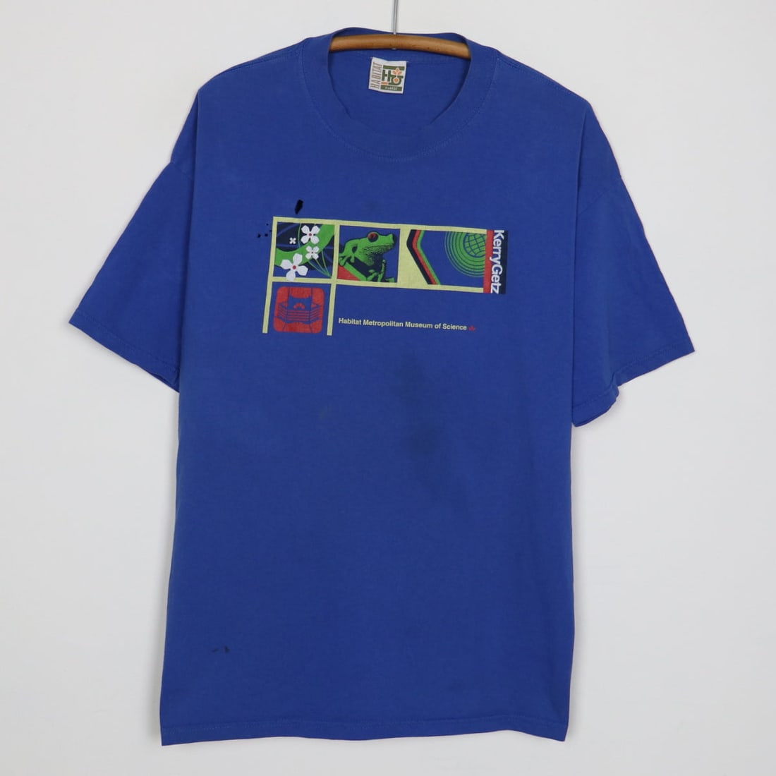 Vintage 1990s Blue Habitat Skateboards Kerry Getz Cotton Shirt XL (1 of 9)