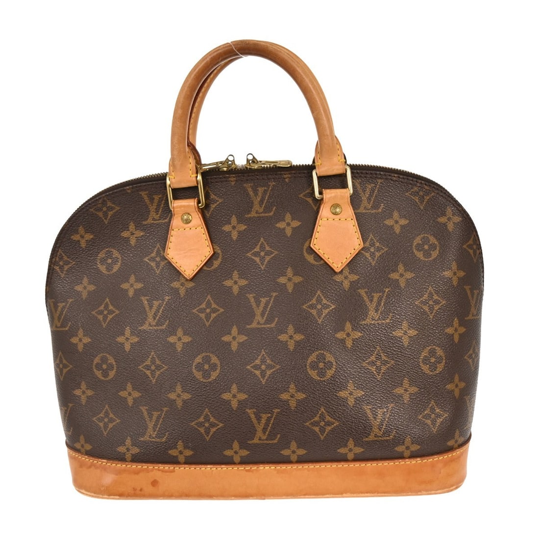 Louis Vuitton Alma Monogram Canvas Medium Brown Handbag M51130 BA0929: Louis Vuitton Alma Monogram Canvas Medium Brown Handbag M51130 BA0929 This vintage Louis Vuitton Alma handbag features the iconic Monogram canvas design with beige double handles and a zip closure. Su