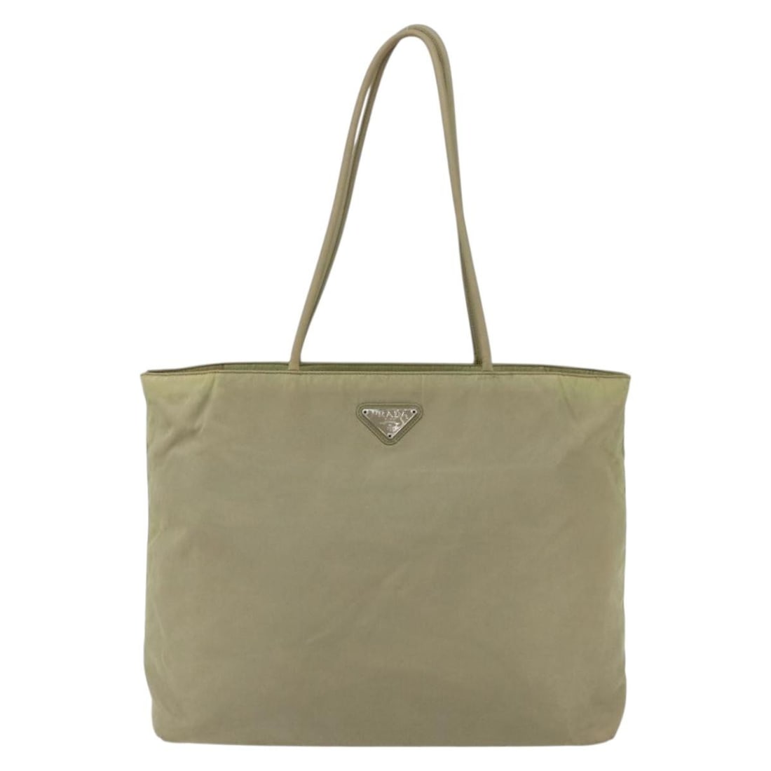 Ecru Nylon Prada Vintage Zip Tote 34cm by 29cm by 10cm: Ecru Nylon Prada Vintage Zip Tote 34cm by 29cm by 10cm This Prada Vintage Zip Tote in ecru nylon offers a spacious design suitable for female use. The tote features a zip closure and metal fittings. I