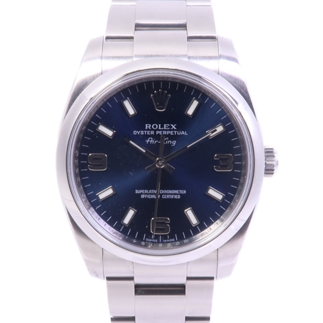 Rolex Air King 114200 Navy Dial Stainless Steel Automatic Men's Watch: Rolex Air King 114200 Navy Dial Stainless Steel Automatic Men's Watch This ROLEX Air King 114200 is a men's automatic wristwatch featuring a stainless steel case and band, complemented by a navy dial 