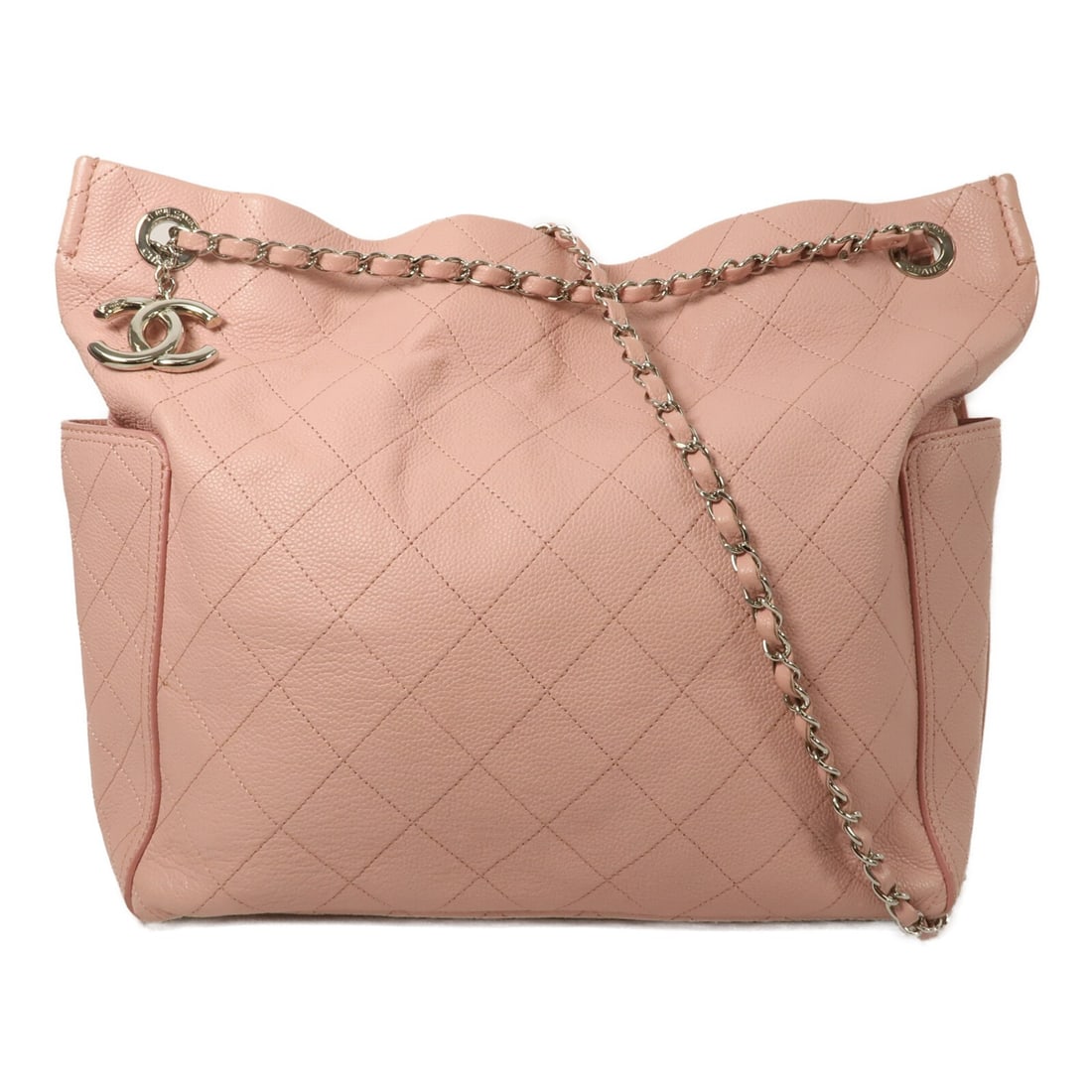 CHANEL Pink Calfskin CC Pocket Hobo Shoulder Bag: CHANEL Pink Calfskin CC Pocket Hobo Shoulder Bag This CHANEL CC Pocket Hobo Chain Shoulder Bag features a stylish pink calfskin leather exterior and is designed for women. The bag showcases the iconic