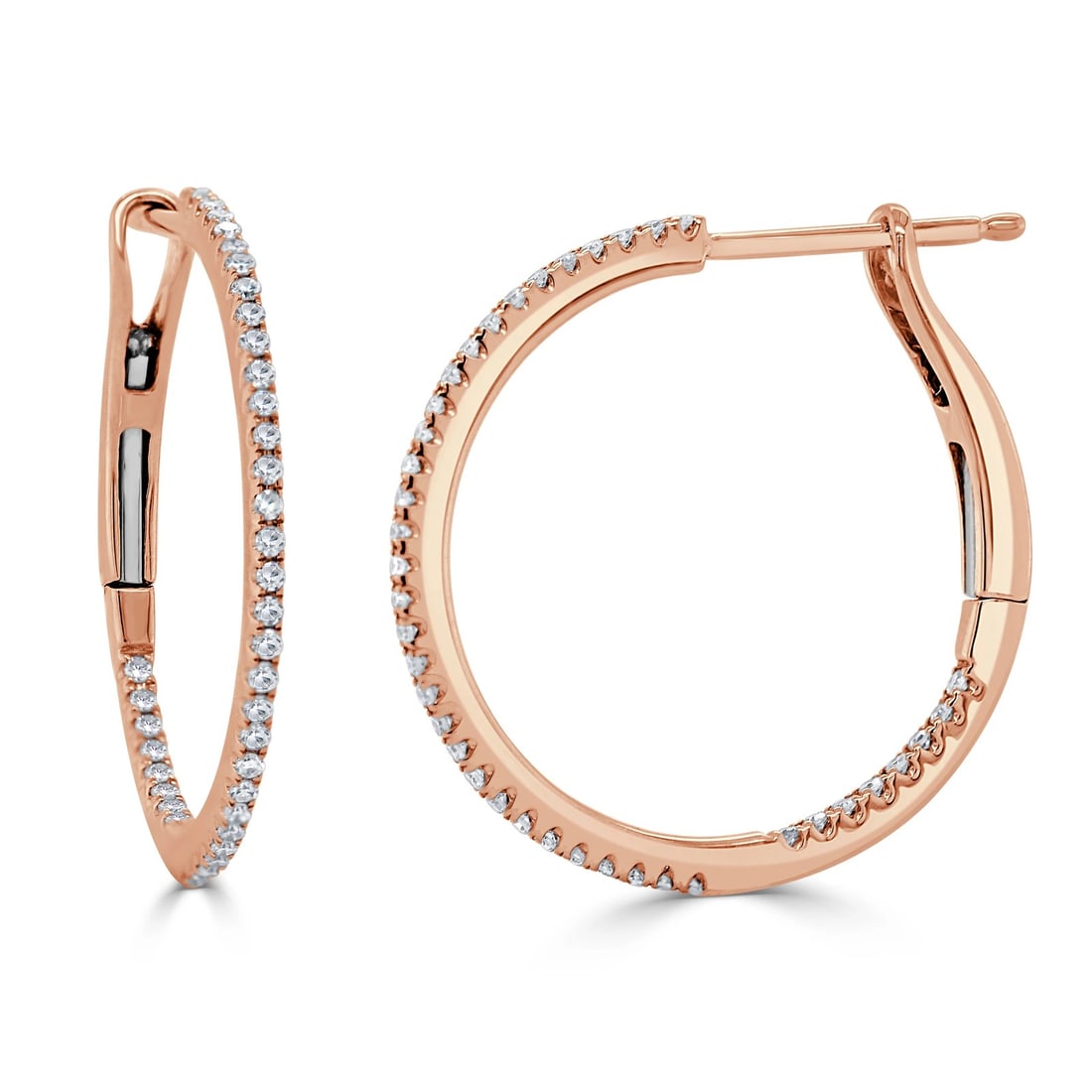 Women's 14K Rose Gold Diamond Hoop Earrings 0.25 Carat Sabrina Designs: Women's 14K Rose Gold Diamond Hoop Earrings 0.25 Carat Sabrina Designs These pre-owned diamond hoop earrings are crafted from 14K rose gold, featuring round white diamonds with a total carat weight of