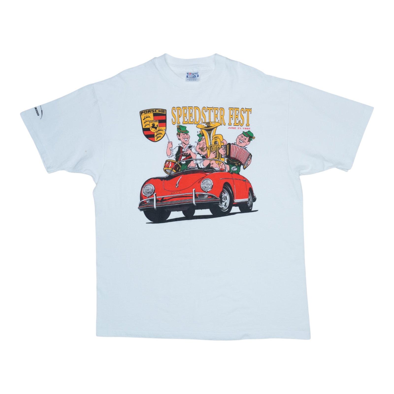 Vintage 1992 Speedster Fest White Porsche Cotton T Shirt Extra Large: Vintage 1992 Speedster Fest White Porsche Cotton T Shirt Extra Large This is an original vintage 1992 Porsche Speedster Fest shirt, not a modern reproduction. The shirt features a white color with no 