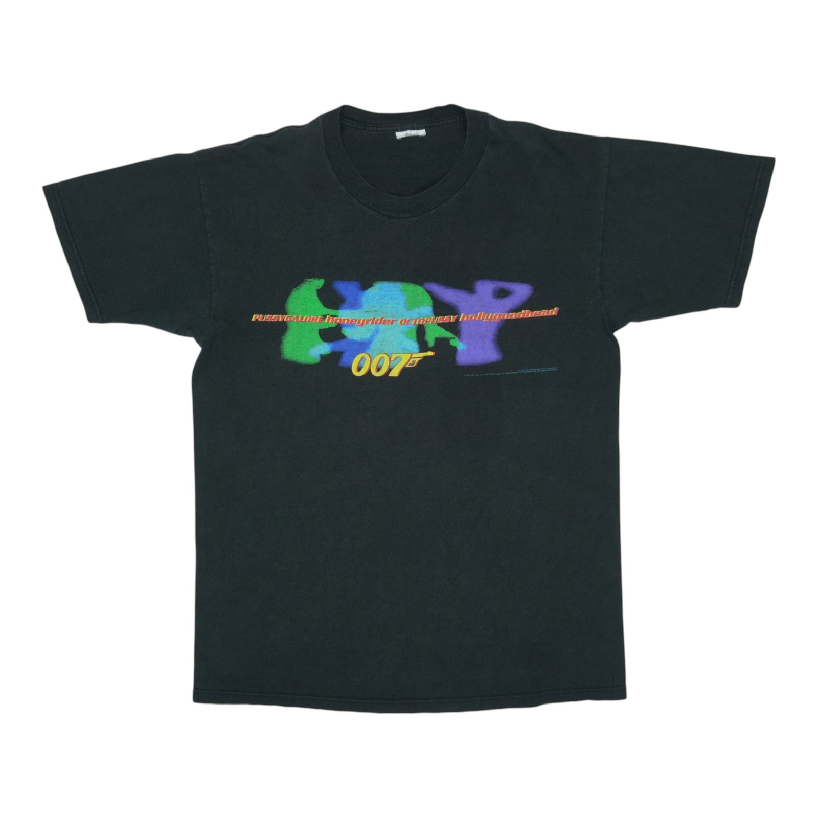 Vintage 1990s Pussy Galore James Bond 007 Black Cotton T-Shirt (1 of 5)
