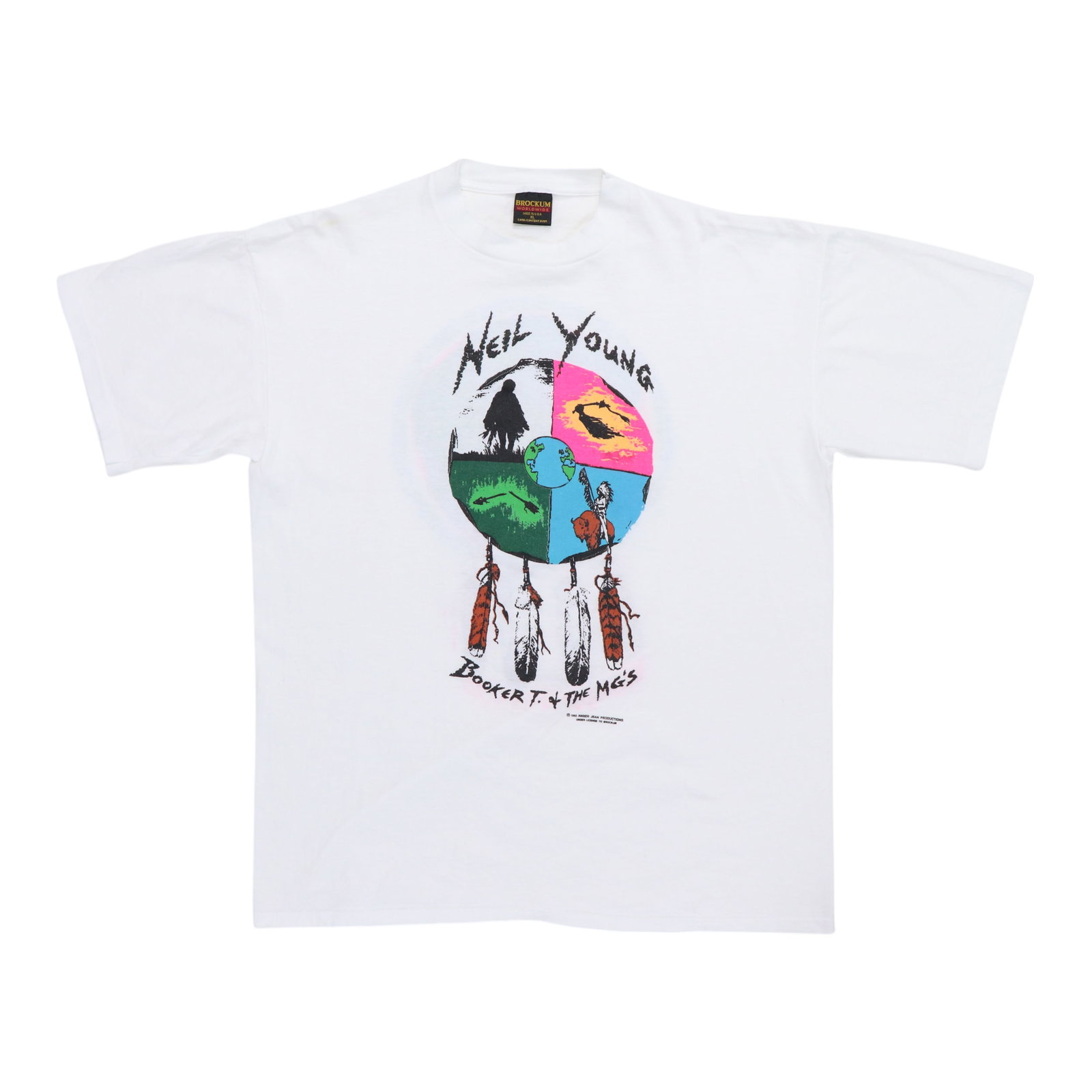 Vintage 1993 Neil Young Booker T MG's Concert Tour White Cotton T-Shirt: Vintage 1993 Neil Young Booker T MG's Concert Tour White Cotton T-Shirt This is an original vintage 1993 Neil Young Booker T MG's tour shirt, featuring graphics on both the front and back. Made from 1