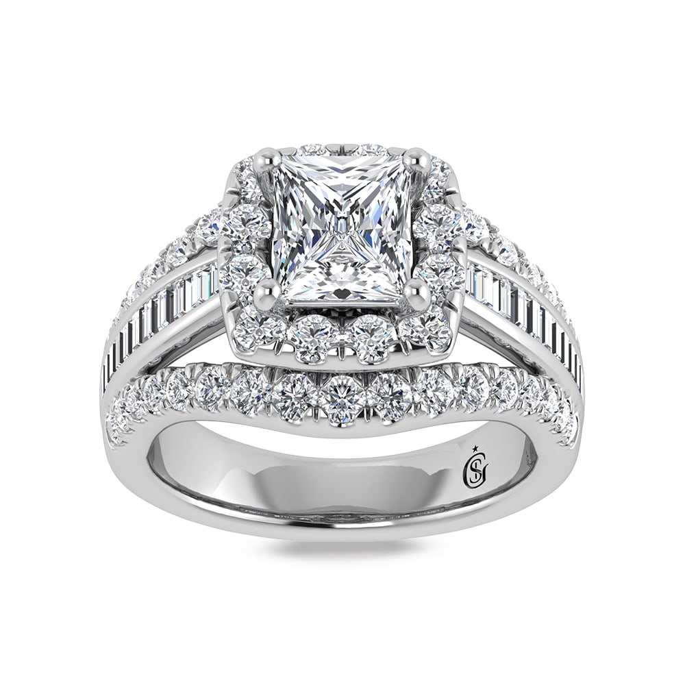 14K White Gold Lab Grown Diamond 5 1/3 Ct.Tw. Princess Shape Engagement Ring (IGI Certified Center: 14K White Gold Lab Grown Diamond 5 1/3 Ct.Tw. Princess Shape Engagement Ring (IGI Certified Center 3ct) 14k White Gold Stone Color: D-f Stone Clarity: Vs Each ring is presented in standard size 6.5. C
