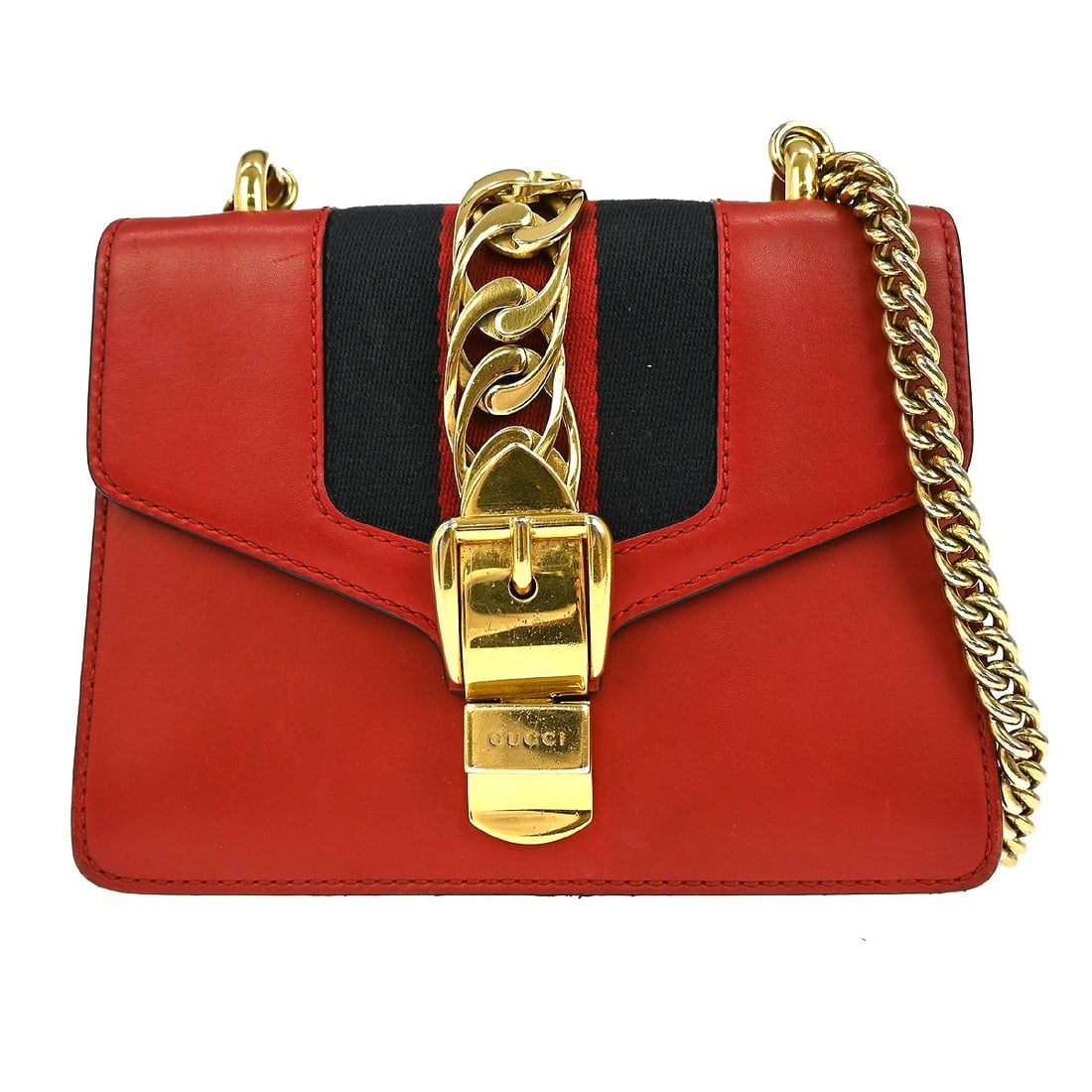 Gucci Sylvie Medium Red Leather Vintage Shoulder Bag: Gucci Sylvie Medium Red Leather Vintage Shoulder Bag This Gucci Sylvie Shoulder Bag is a stylish and practical accessory for any outfit. Crafted from high-quality leather, the bag features a vibrant r