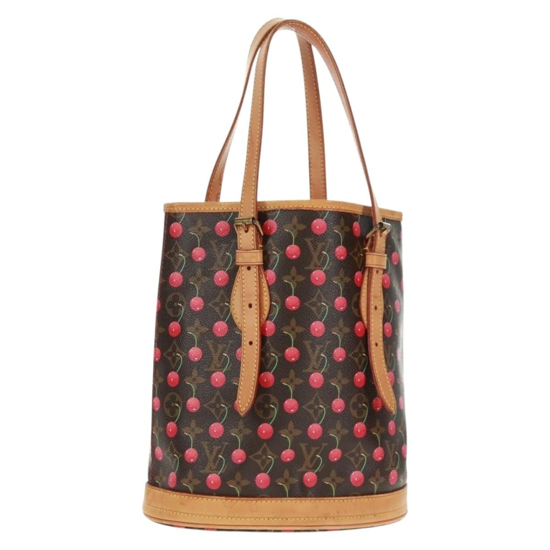 Monogram Canvas Louis Vuitton Cherry Bucket PM Shoulder Bag M95012: Monogram Canvas Louis Vuitton Cherry Bucket PM Shoulder Bag M95012 This Louis Vuitton Monogram Cherry Bucket PM Shoulder Bag features classic monogram canvas with a structured silhouette. Designed in 
