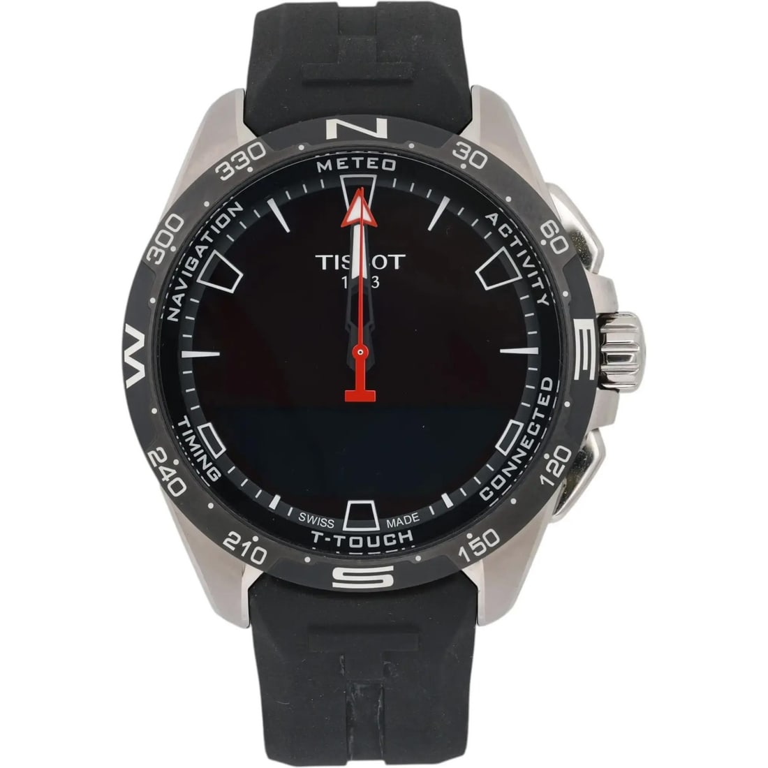 Tissot T-Touch Connect Solar Quartz Black Dial Tantalum Case Watch T121.420.47.051.03: Tissot T-Touch Connect Solar Quartz Black Dial Tantalum Case Watch T121.420.47.051.03 This Tissot T-Touch Connect Solar wristwatch features a black dial with both analog and digital displays. The case