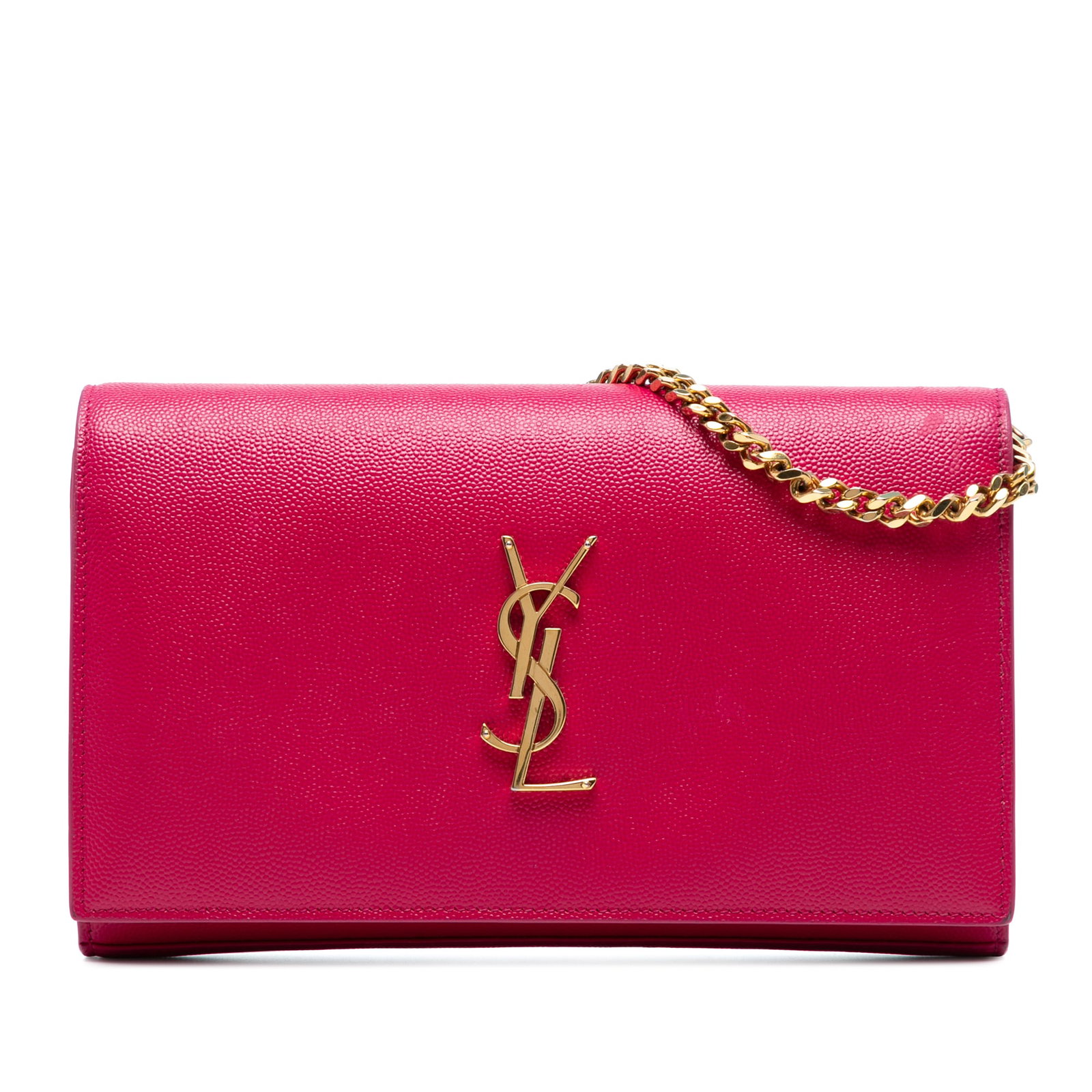 Saint Laurent Pink Grain De Poudre Monogram Kate Wallet On Chain: Saint Laurent Pink Grain De Poudre Monogram Kate Wallet On Chain Introducing the Saint Laurent Grain De Poudre Monogram Kate Wallet On Chain, a stylish accessory crafted from high-quality leather. Thi