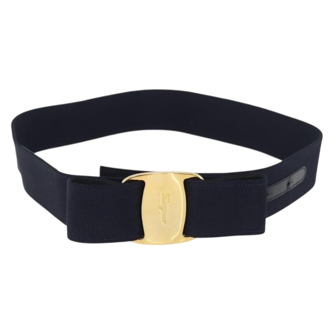 Vara Navy Canvas Belt with Ribbon Accent by Salvatore Ferragamo 32.7 Inch: Vara Navy Canvas Belt with Ribbon Accent by Salvatore Ferragamo 32.7 Inch This Salvatore Ferragamo Vara Ribbon belt features a navy canvas construction with gold-tone accents. Designed for women, the 