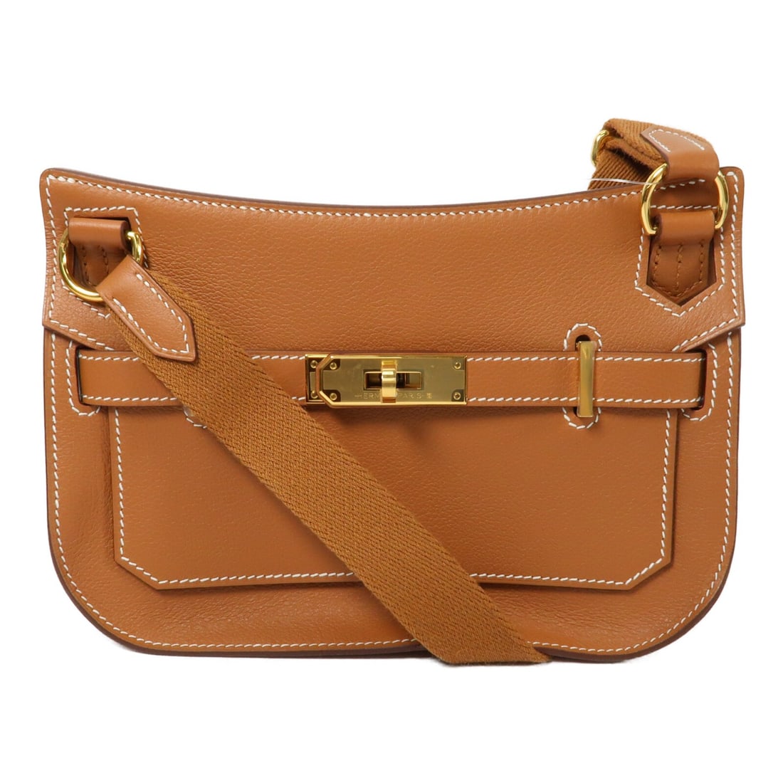 Hermes Mini Jypsiere Brown Evercolor Leather Shoulder Bag with Gold Hardware: Hermes Mini Jypsiere Brown Evercolor Leather Shoulder Bag with Gold Hardware This HERMES Mini Jypsiere shoulder bag is crafted from brown Evercolor calfskin leather and features gold-tone hardware. De