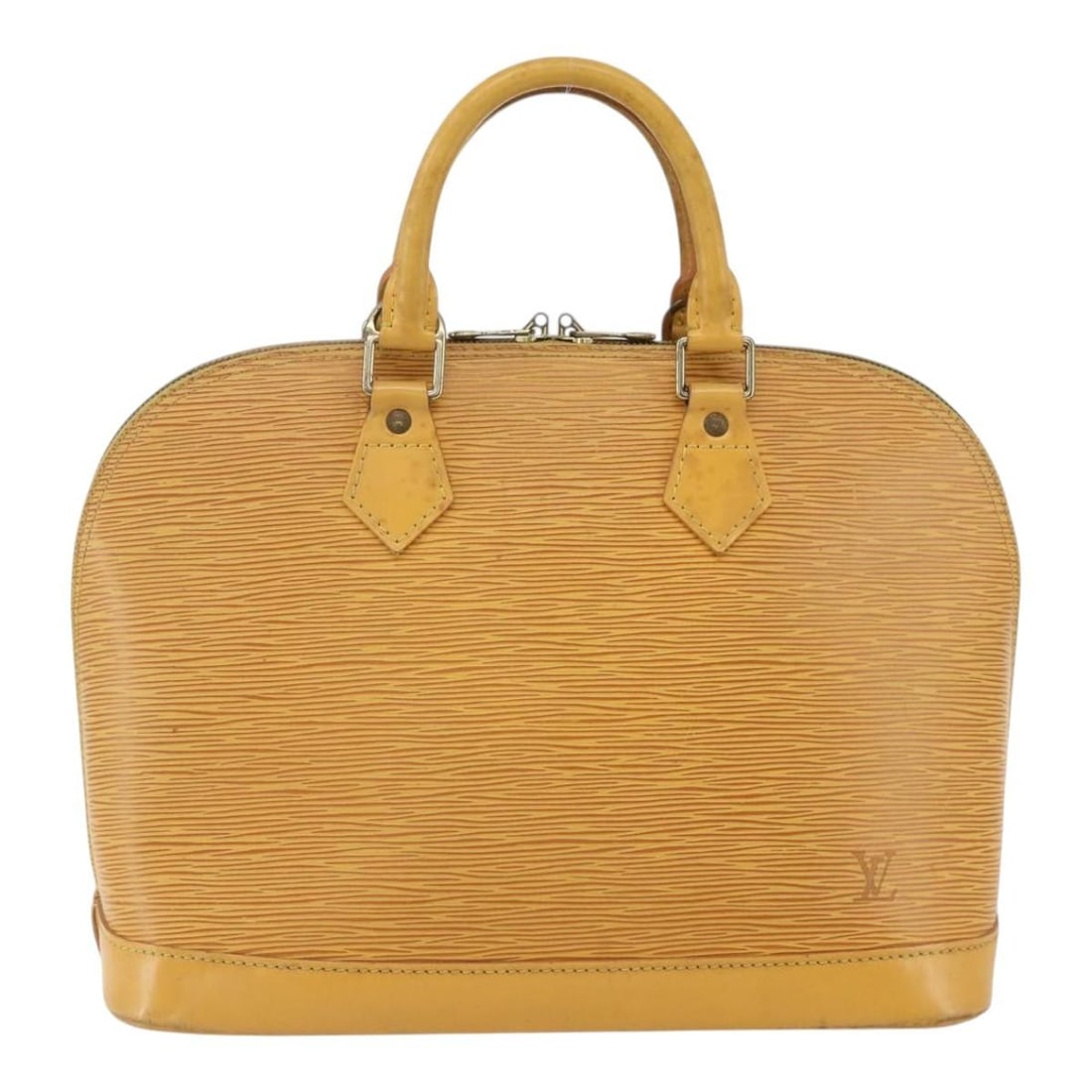 Yellow Epi Leather Alma Bag by Louis Vuitton France 31cm: Yellow Epi Leather Alma Bag by Louis Vuitton France 31cm This Louis Vuitton Alma handbag is crafted from yellow Epi leather and designed for women. The bag features a structured silhouette and is made