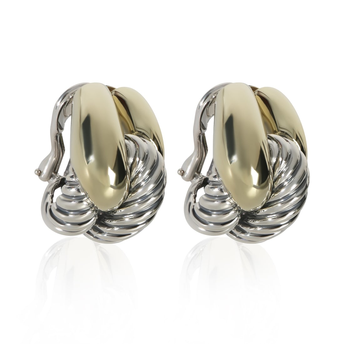 Labyrinth Earrings in 14k Yellow Gold and Sterling Silver by David Yurman: Labyrinth Earrings in 14k Yellow Gold and Sterling Silver by David Yurman These David Yurman Labyrinth earrings are crafted from 14k yellow gold and sterling silver, featuring a sophisticated design f