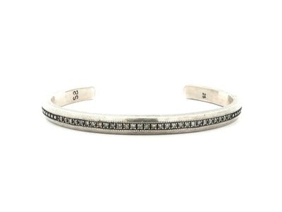 Sterling Silver Open Cuff Bangle with Champagne Diamonds 0.30ctw Suneera Dae: Sterling Silver Open Cuff Bangle with Champagne Diamonds 0.30ctw Suneera Dae This Suneera Dae open cuff bangle bracelet features a beaded design crafted from sterling silver and is set with approximat