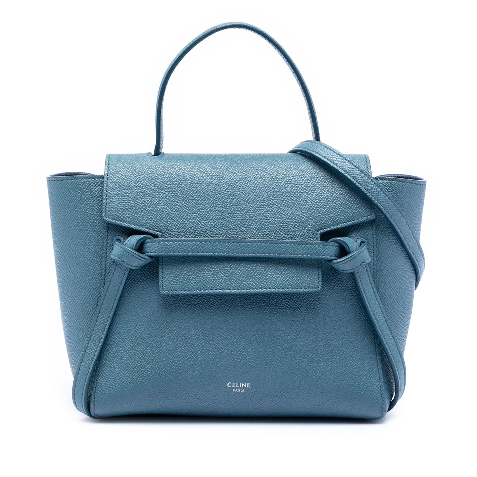 Celine Belt Bag Nano Blue Grained Calfskin Leather Satchel Italy: Celine Belt Bag Nano Blue Grained Calfskin Leather Satchel Italy The Celine Nano Grained Calfskin Belt Bag is crafted from blue grained calfskin leather and features flat leather handles, a detachable