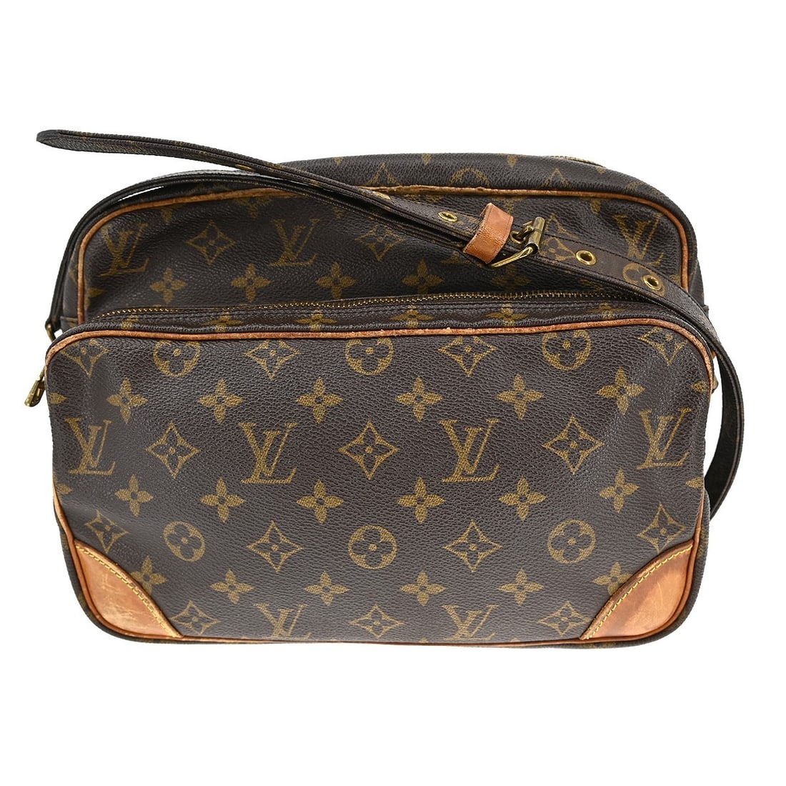 Louis Vuitton Nile Monogram Canvas Crossbody Shoulder Bag Brown M45244: Louis Vuitton Nile Monogram Canvas Crossbody Shoulder Bag Brown M45244 This Louis Vuitton Nile crossbody shoulder bag features the iconic monogram canvas leather design and is complemented by brown le