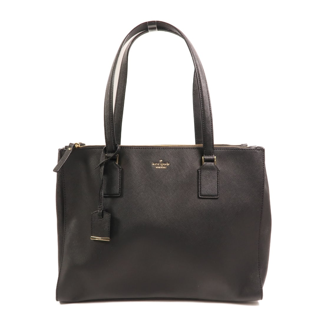 Kate Spade Black Canvas Tote with Gold Hardware: Kate Spade Black Canvas Tote with Gold Hardware This Kate Spade tote bag features a black canvas exterior with a spacious design, ideal for everyday use. The bag is designed for women and offers a ver